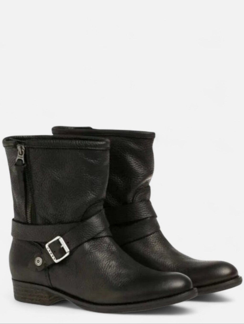 Tommy Hilfiger Black Leather Moto Boots